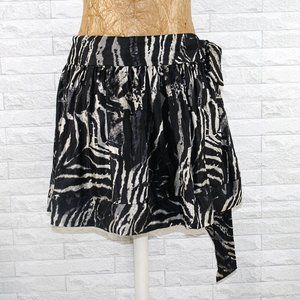 EXPRESS Skirt Mini Silk Zebra Animal Print Tie Waistband Full Size 6